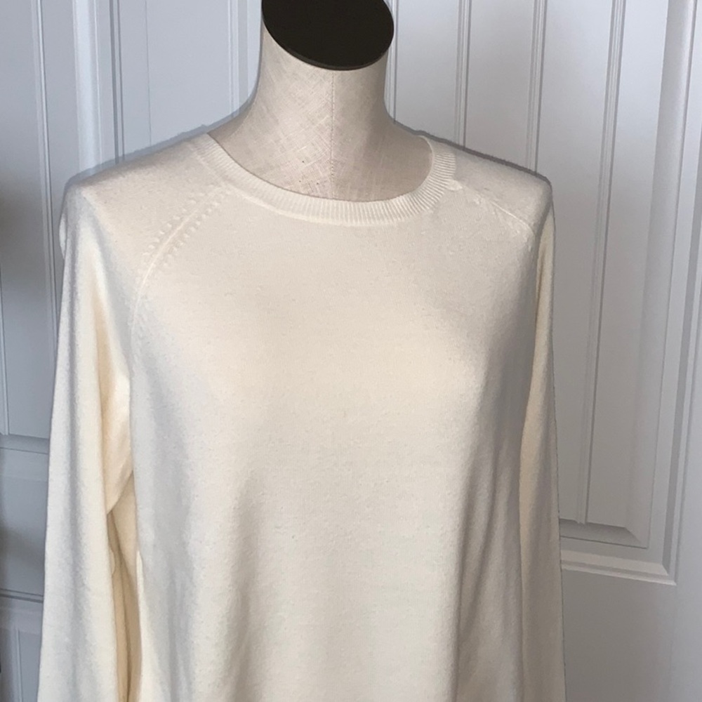 Coldwater Creek Sweater Petite XL Crew Neck Long Sleeve Cream Winter White